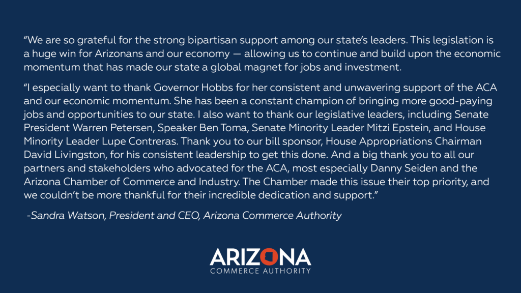 Arizona Commerce Authority Reauthorized Through 2029 by Legislature
