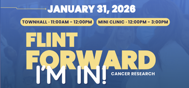 Flint Forward Cancer Research Town Hall on January 31, 2026, in Flint