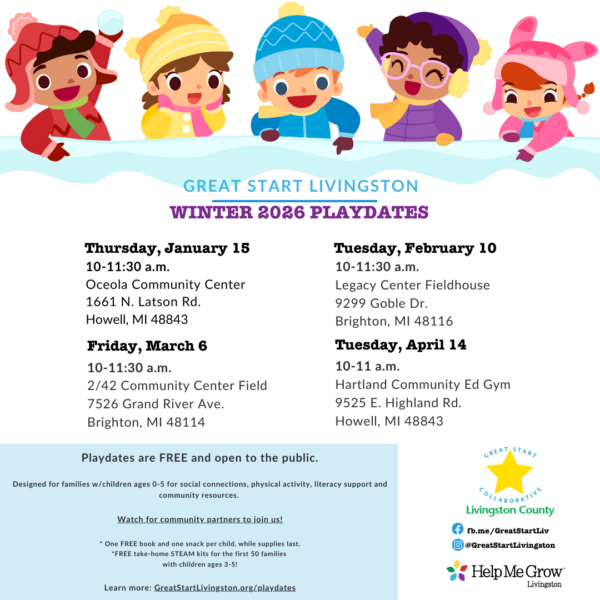 Join Great Start Livingston’s Winter 2026 Playdates for Families