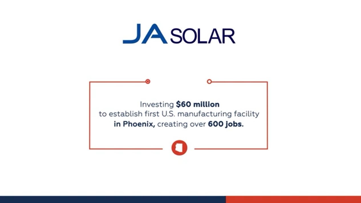 JA Solar to Launch M Solar Facility in Phoenix, Creating 600 Jobs