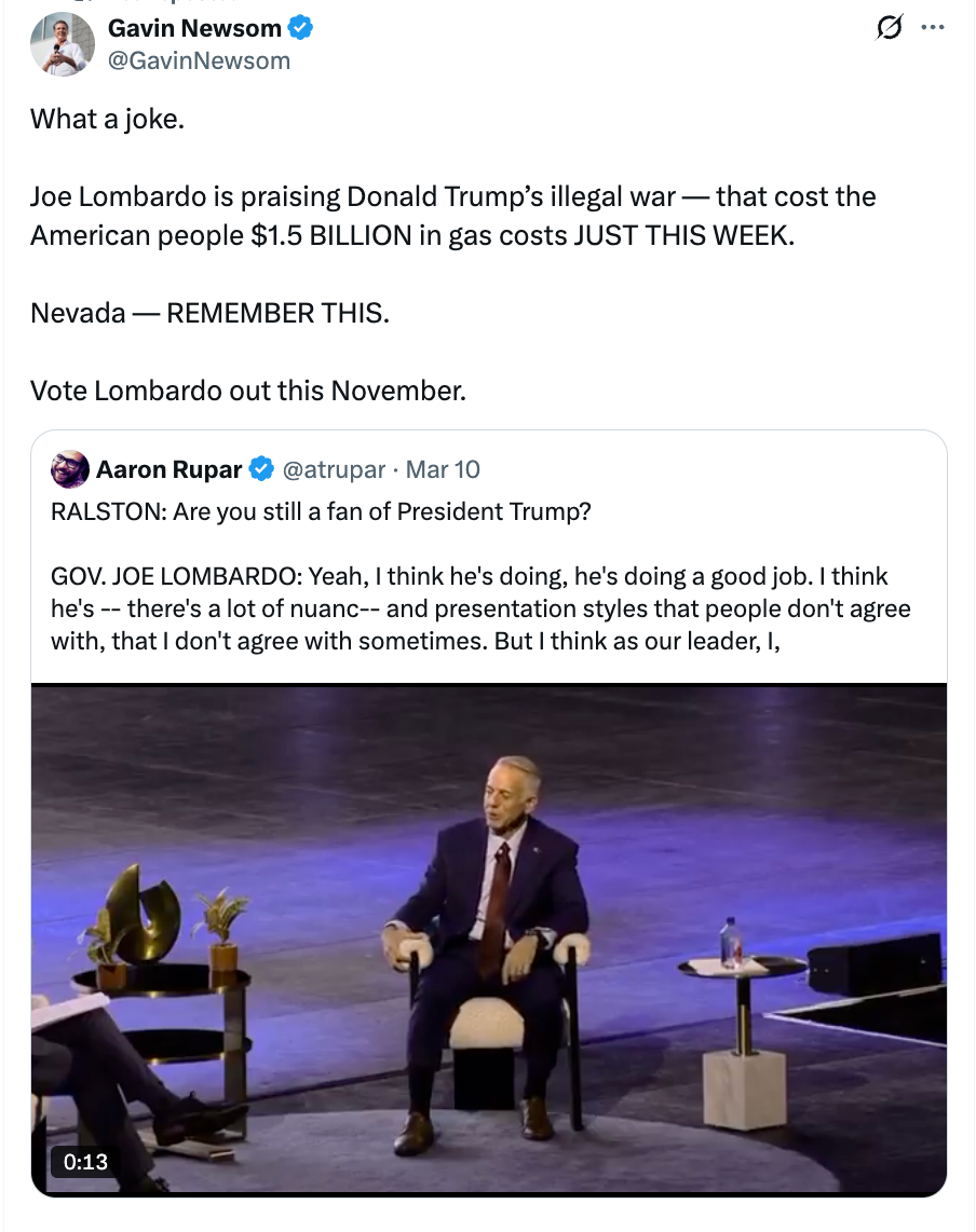 Nevada Gas Prices Soar; Lombardo Faces Criticism Over Economic Impact