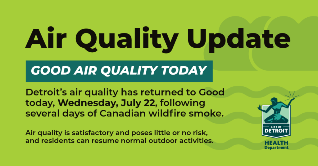 Detroit Air Quality Improves; Free Masks Available at Recreation Centers Detroit Air Quality Improves; Free Masks Available at Recreation Centers