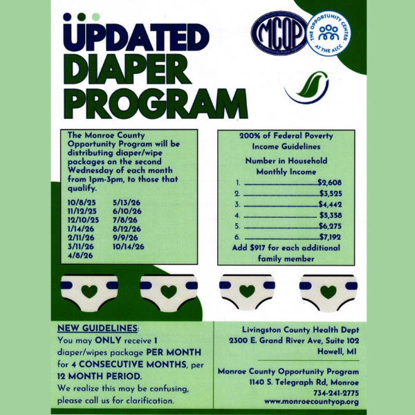 Free Diapers and Wipes Distribution in Livingston County in 2026