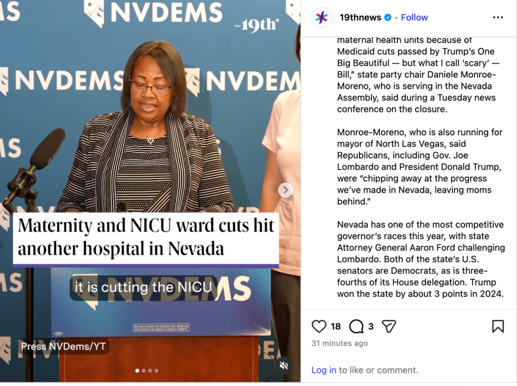 Nevada Dems Criticize Health Care Cuts Impacting Maternal Units