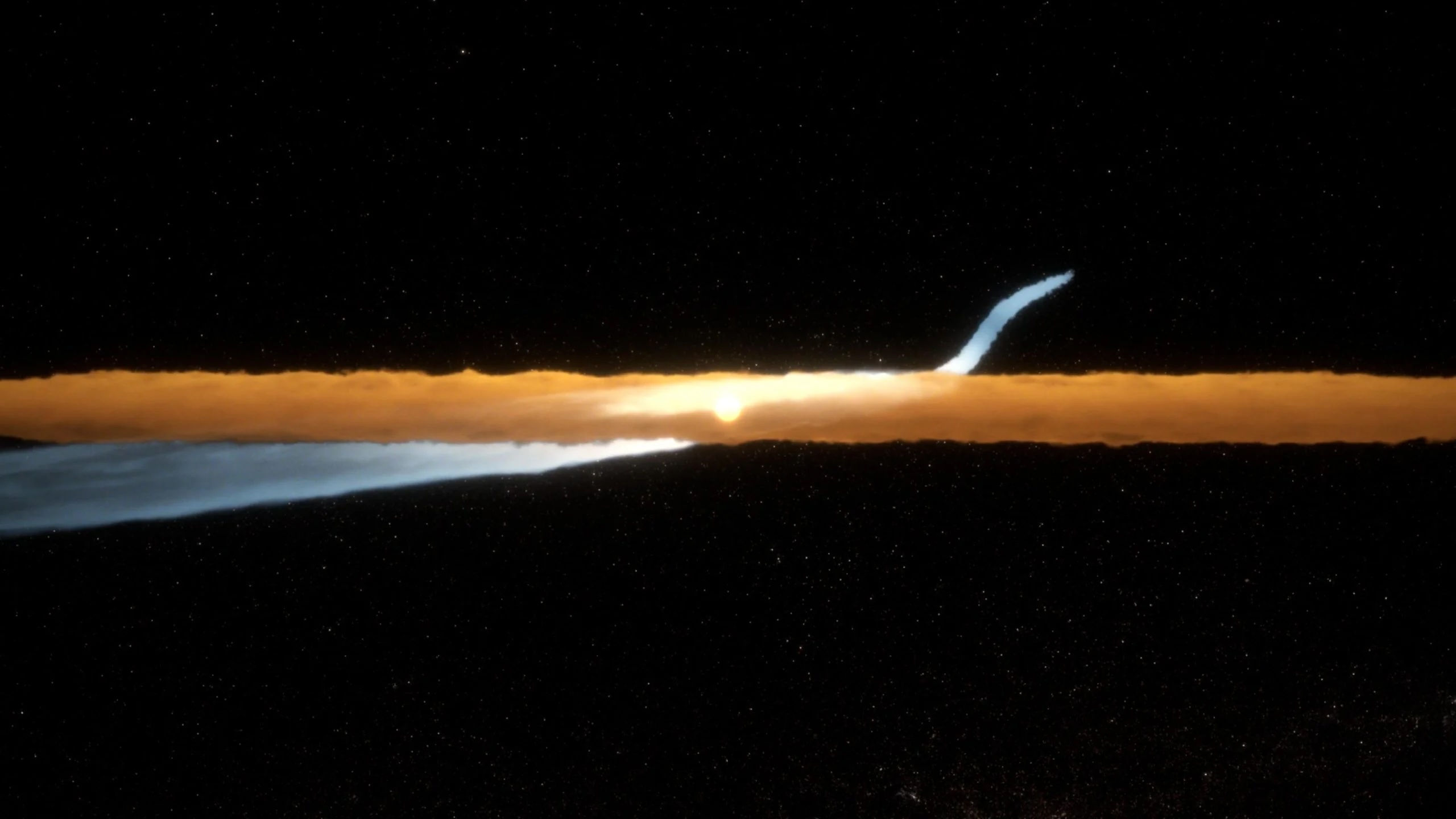 Hubble unveils new details of Beta Pictoris’ mysterious “Cat’s Tail” Hubble unveils new details of Beta Pictoris’ mysterious “Cat’s Tail”