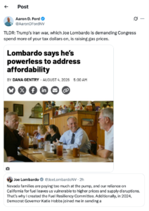 Nevada Democrats Slam Gas Prices and Inflation Under Lombardo-Trump Economy