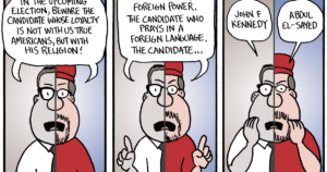 Michigan Cartoonist Uses Viral Video Moment to Revisit America’s Foundational Stance on Religious Tolerance
