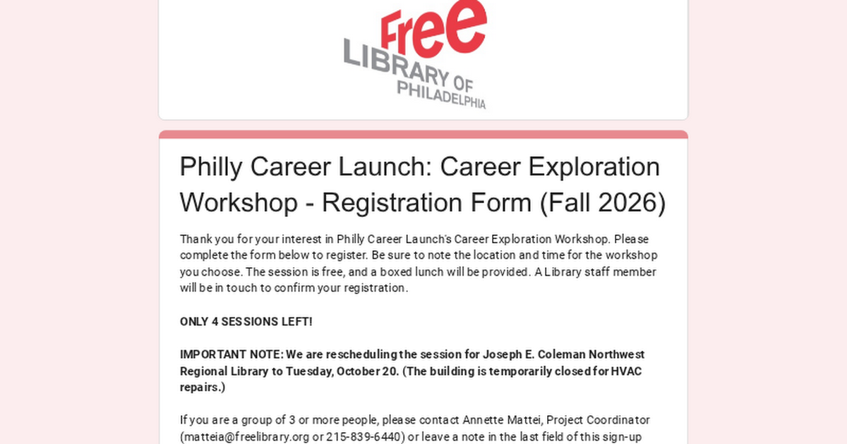 Philly Career Launch Workshop: Explore Careers and Gain Experience